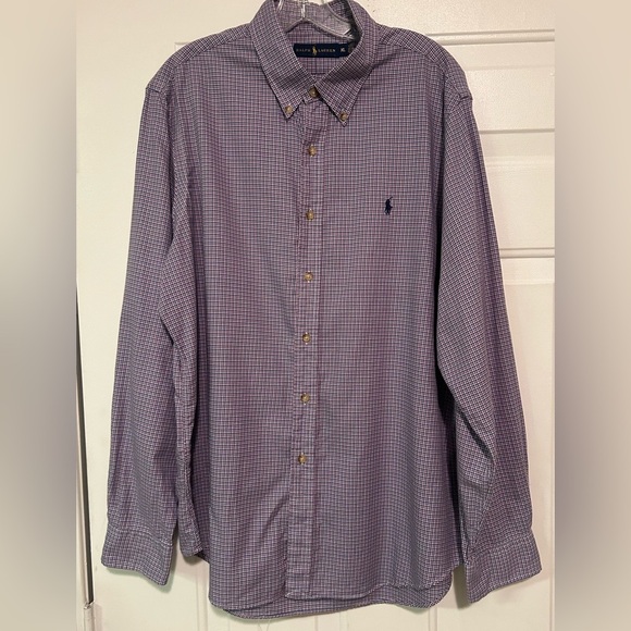 Ralph Lauren Button Down Checker Pattern Long Sleeve Shirt Size XL - Picture 5 of 12